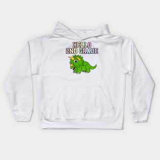 Hello 2nd Grade Triceratops Back To School Dinosaur Kids Hoodie